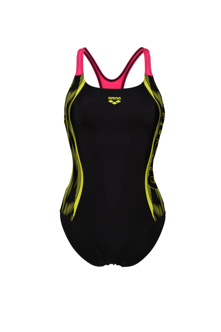 W Swim Pro Back Graphic black-freak rose