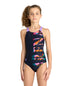 G Prism Swimsuit V Back black-lavanda