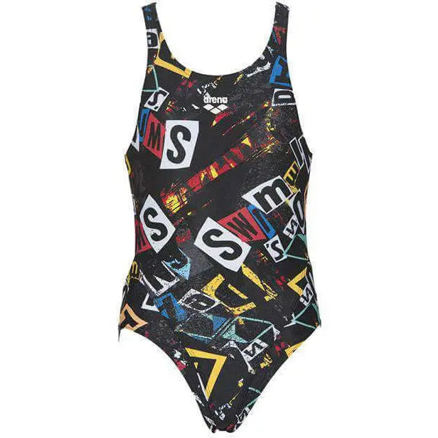 Arena Girls Rowdy Tech Back One Piece Zwart - Multi