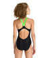 G Swimsuit V Back Graphic black-softgreen Arena