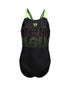 G Swimsuit V Back Graphic black-softgreen Arena