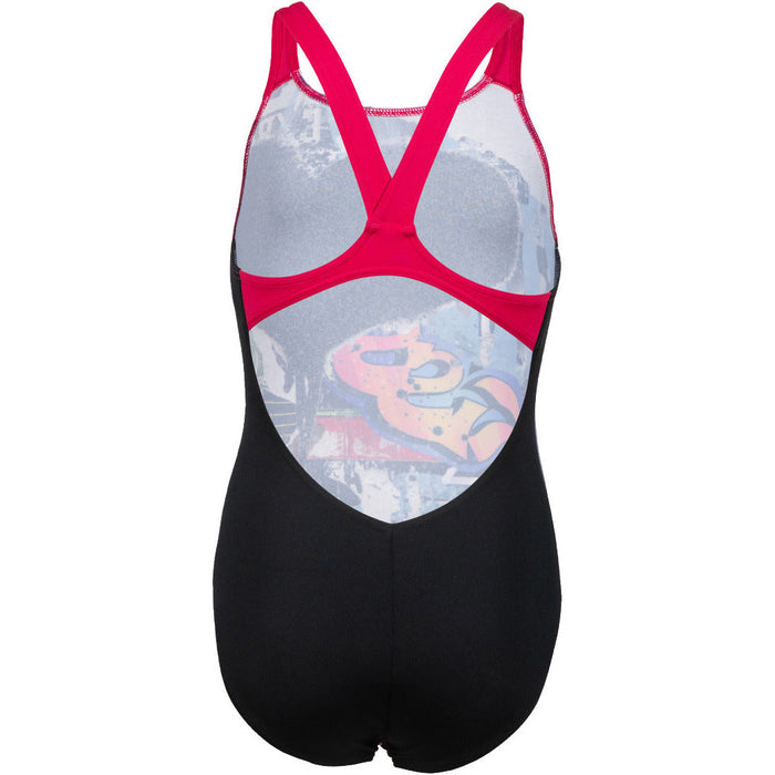 G Swimsuit V Back Placement - black-rose