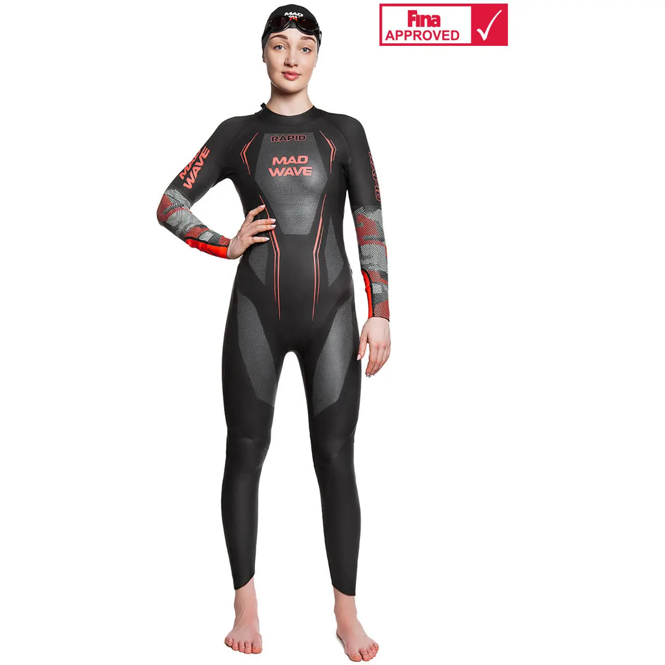 Women Wetsuit Rapid - Zwart/Rood