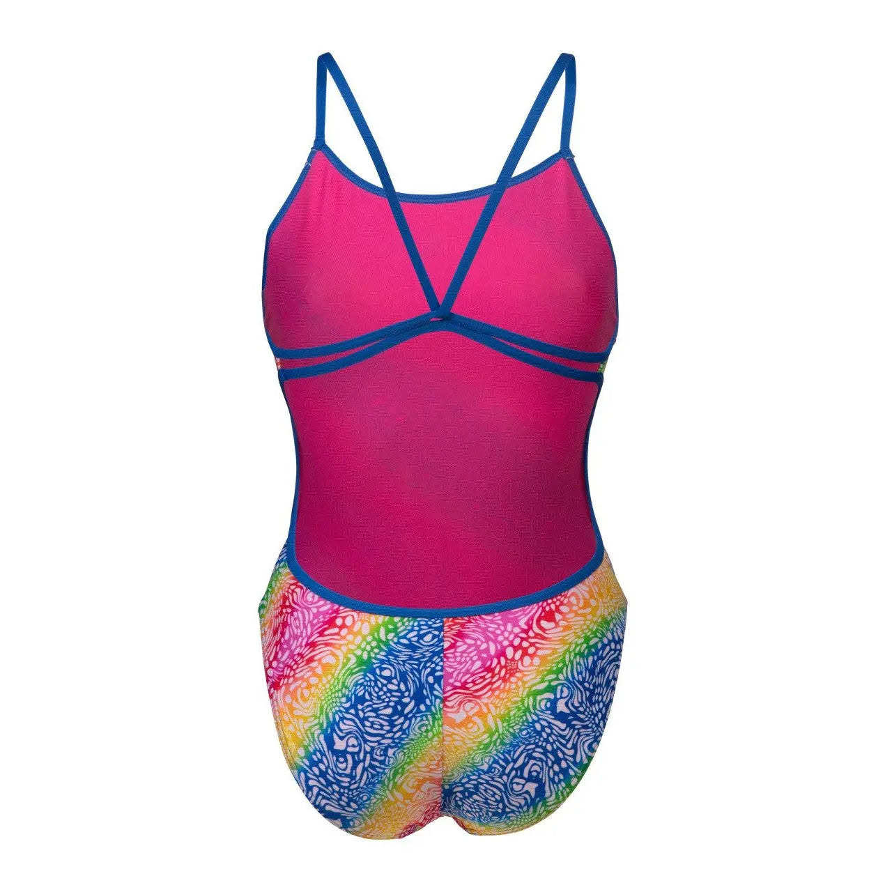 W Swimsuit Lace Back Printed Royal-White Multicolor